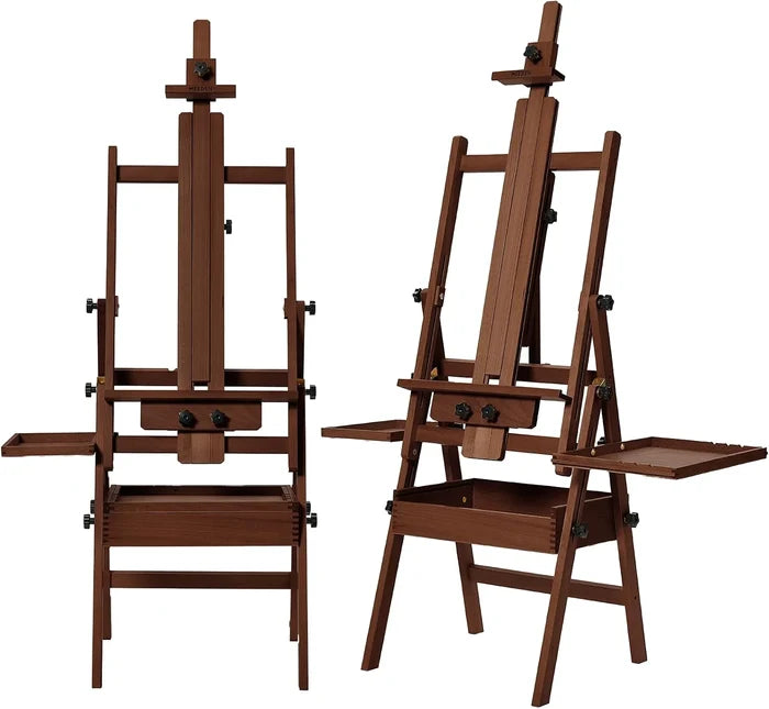 MEEDEN Painting Easel with Storage: H-Frame Beech Wood Art Easel - Dark Walnut