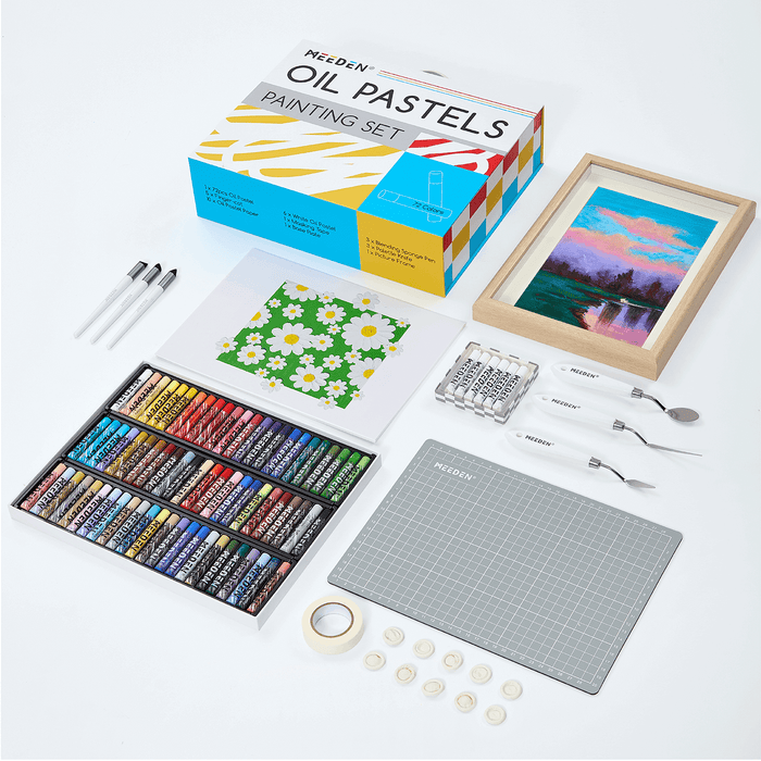 MEEDEN Soft Oil Pastels Set: 102 Pcs Oil Pastel Kit with 72 Colors & 6 White Pastel