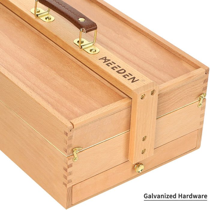 MEEDEN Wooden Artist Storage Box – Portable Foldable Organizer with Drawer - HBX-7