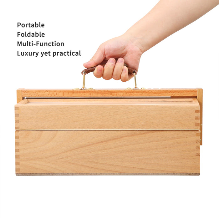 MEEDEN Wooden Artist Storage Box – Portable Foldable Organizer with Drawer - HBX-7