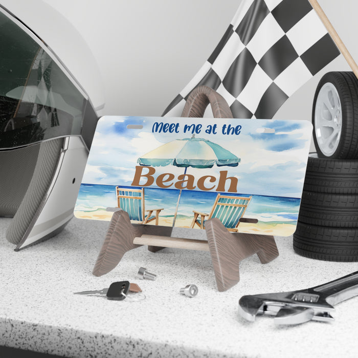 Meet Me at the Beach Coastal Ocean Decorative License Plate