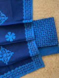 Indiehaat | Applique Cotton Suit (T+B+D) Blue