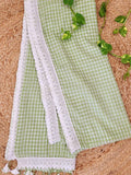 Indiehaat | Green Pure Mul Cotton Handloom Saree