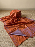 Indiehaat | Silkmark Tussar Silk Embroidery Saree Orange