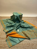 Indiehaat | Silkmark Tussar Silk Embroidery Saree Green