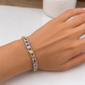 Multi Pastel Colour Gemstone Bracelet | Elegant Silver Bracelet