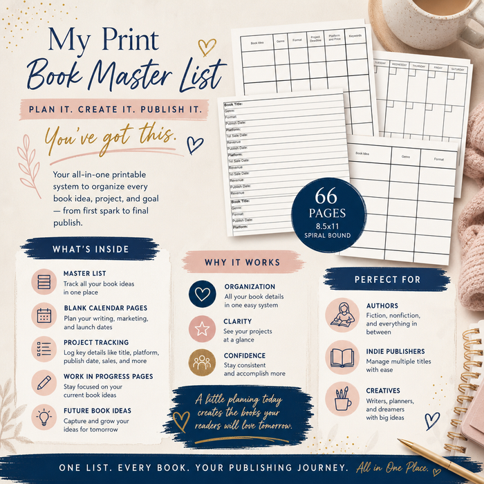 My Print Book Master List | Organize, Track & Plan Every Publishing Project