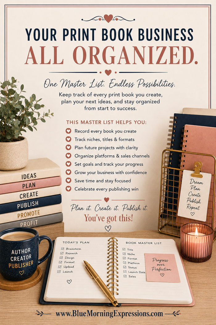 My Print Book Master List | Organize, Track & Plan Every Publishing Project