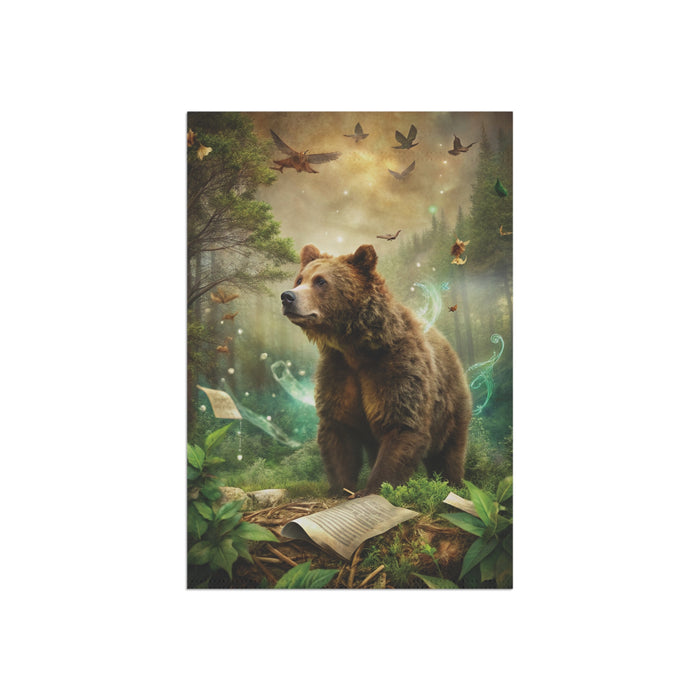 Mystic Forest Bear Garden Flag & Porch Banner Woodland Fantasy Decor