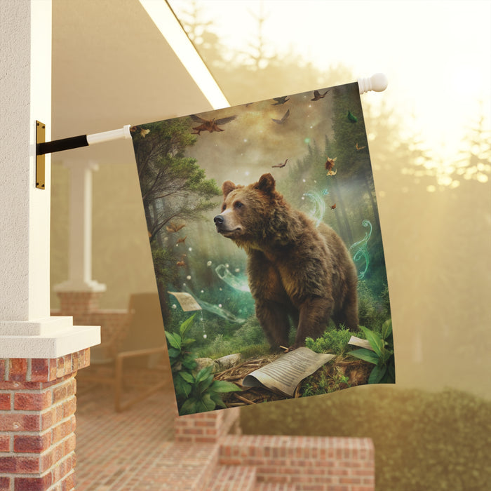Mystic Forest Bear Garden Flag & Porch Banner Woodland Fantasy Decor