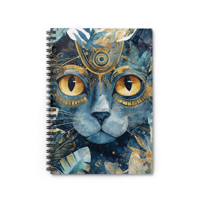 Mystical Cat Spiral Notebook – 6" x 8" Fantasy Ruled Journal