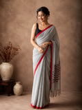 Nirmal Anchal Pure Khadi Cotton Saree Gray