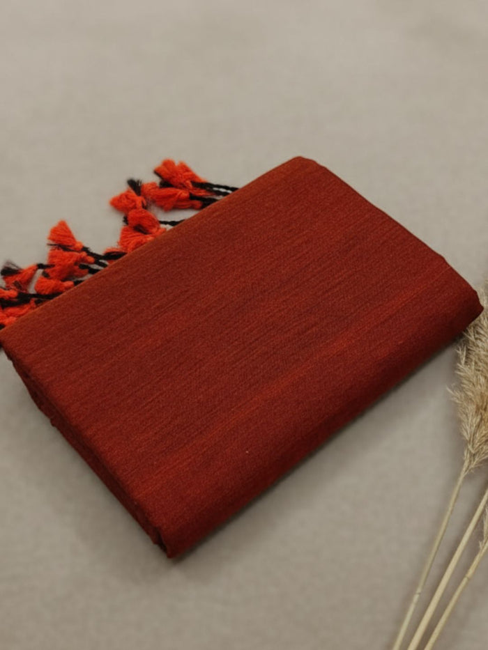 Indiehaat | Pure Khadi Cotton Handloom Saree Brown