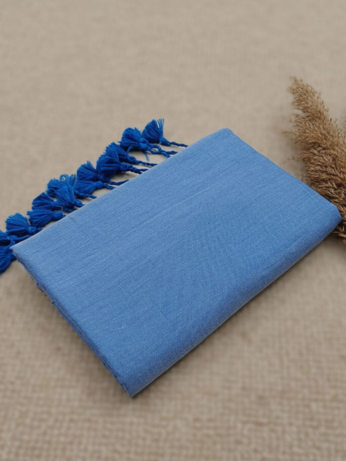Indiehaat | Pure Khadi Cotton Handloom Saree Blue