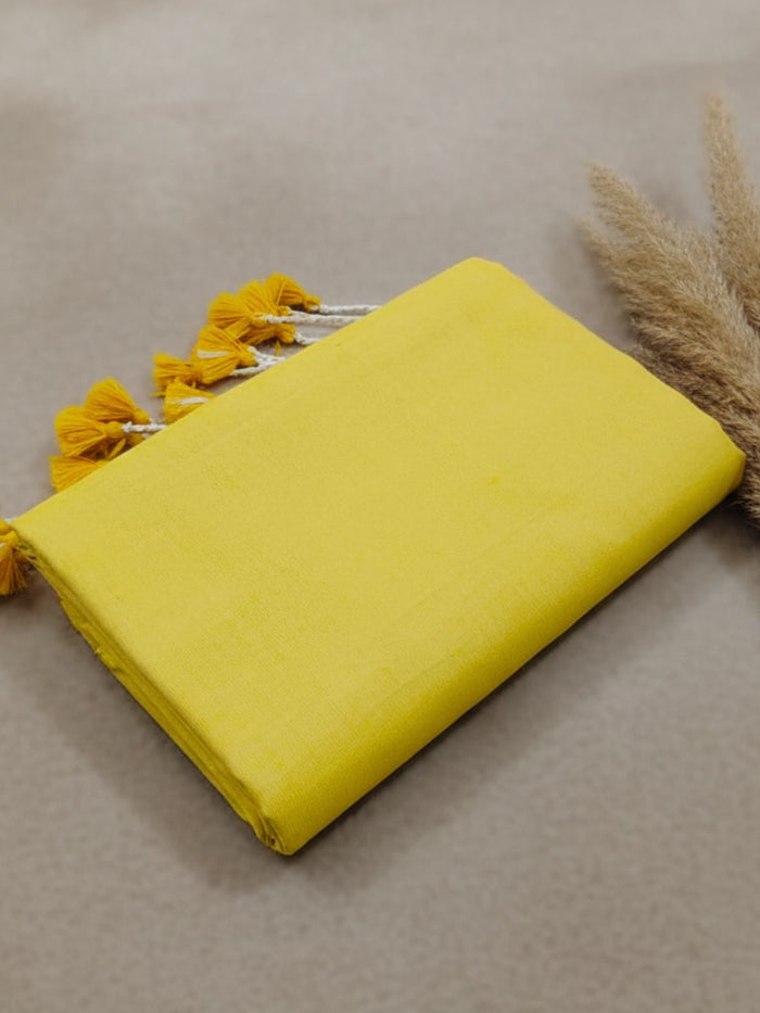 Indiehaat | Pure Khadi Cotton Handloom Saree Yellow