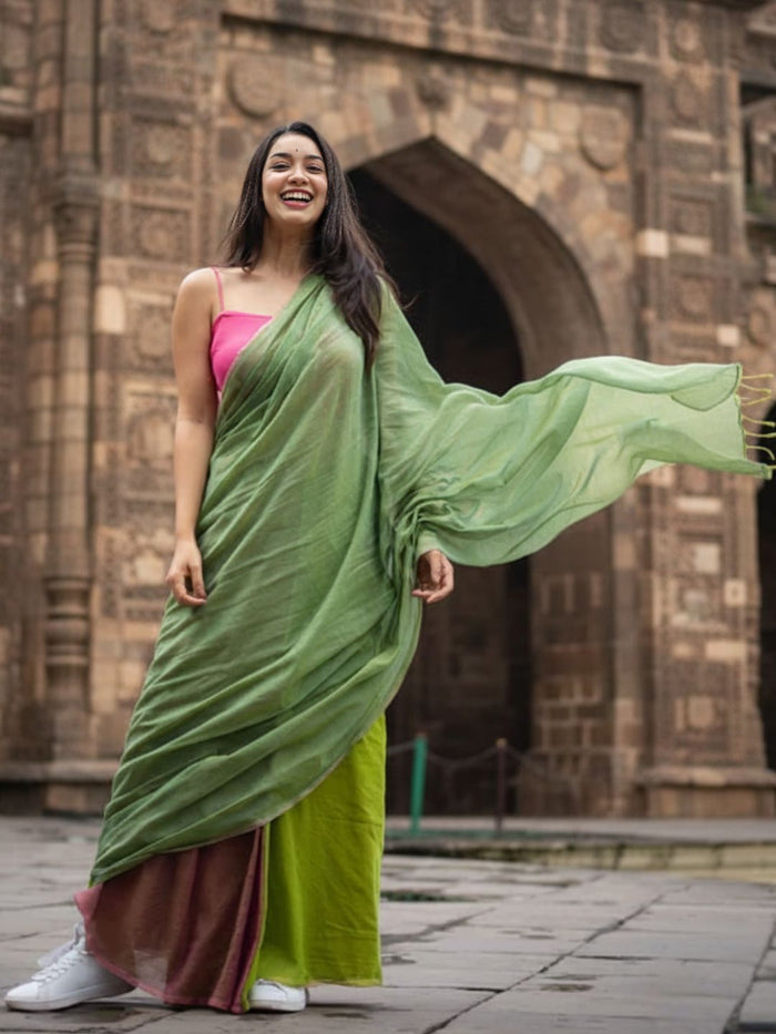Indiehaat | Pure Khadi Cotton Handloom Saree Multicolor