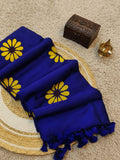 Indiehaat | Pure Cotton Hand Printed Saree Blue