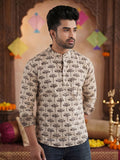 Indiehaat | Pure Cotton Blockprint Short Kurta Beige