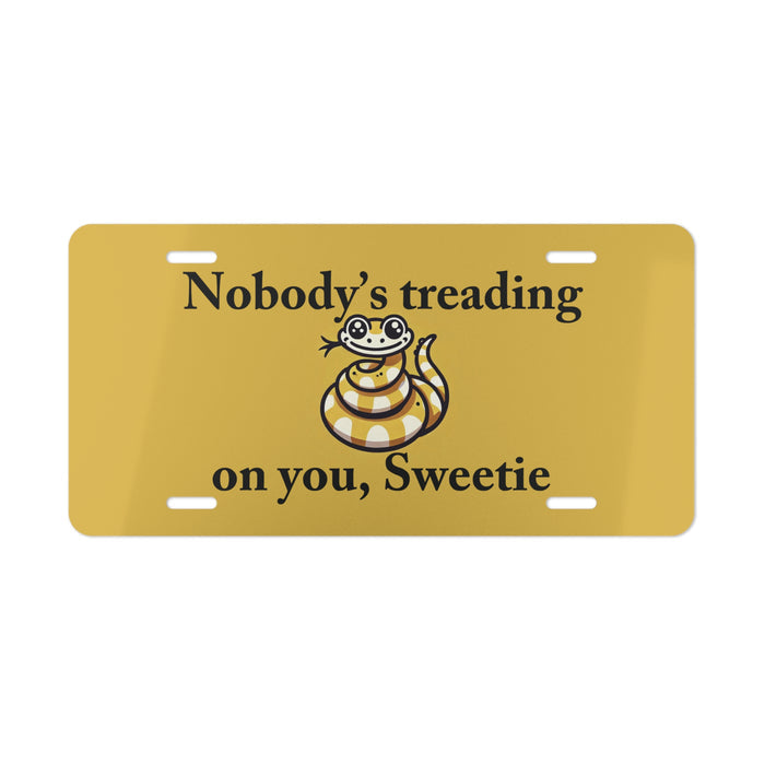 Nobody's Treading on You, Sweetie Front License Plate Gadsden Flag Snake