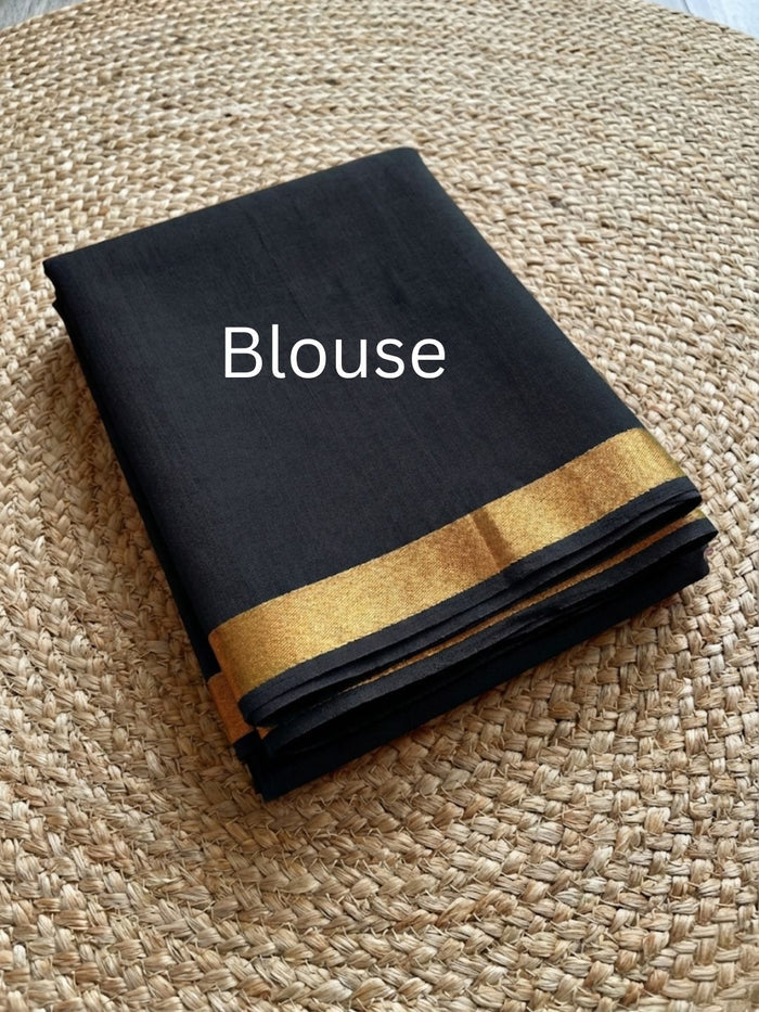 Noor Bandhej Pure Kota Silk Saree Black Blue