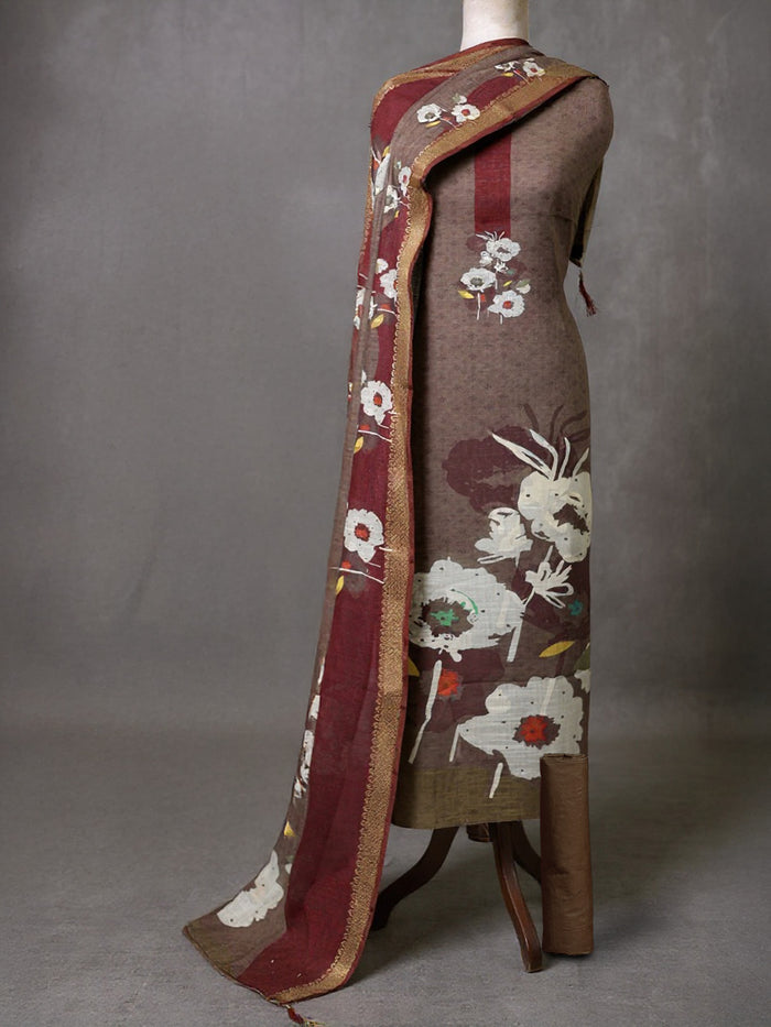 Indiehaat | Brocade Weaving Linen Suit Brown