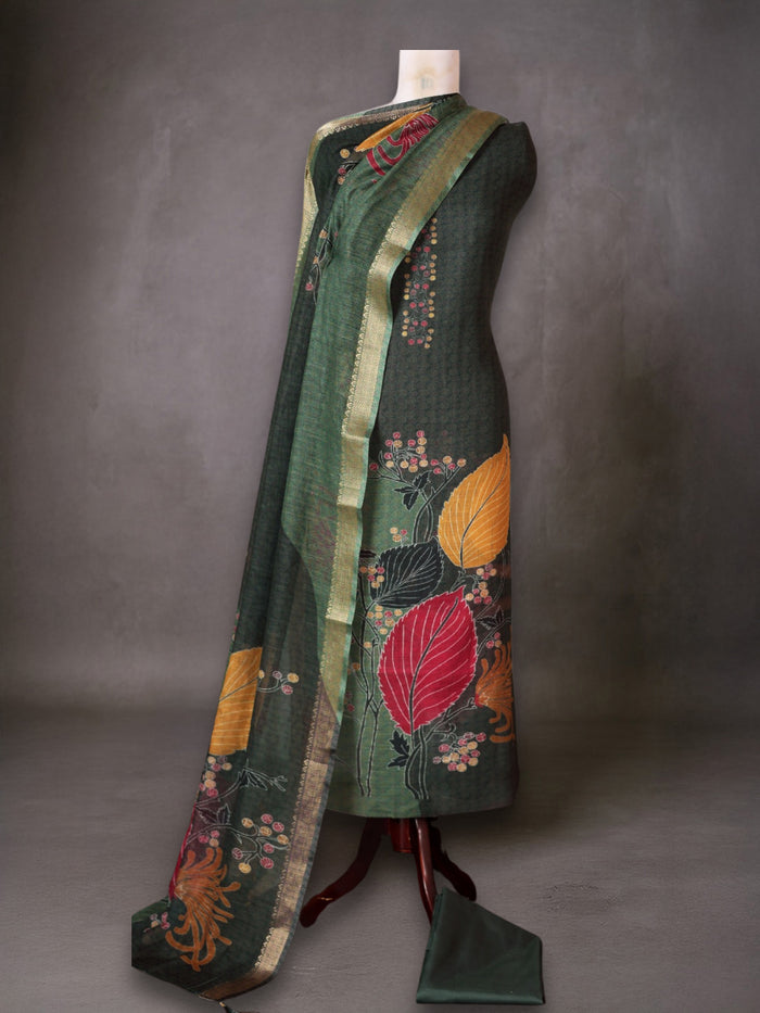 Indiehaat | Brocade Weaving Linen Suit Green