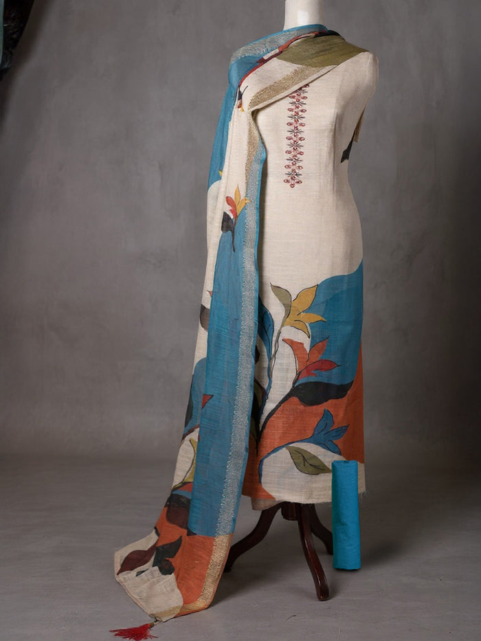 Indiehaat | Brocade Weaving Linen Suit Beige