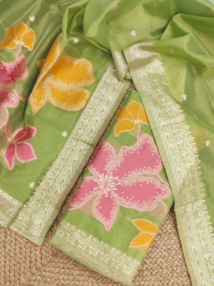 Indiehaat | Banarasi Silk Brocade Suit Material Green