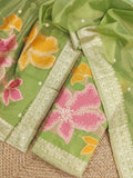 Indiehaat | Banarasi Silk Brocade Suit Material Green