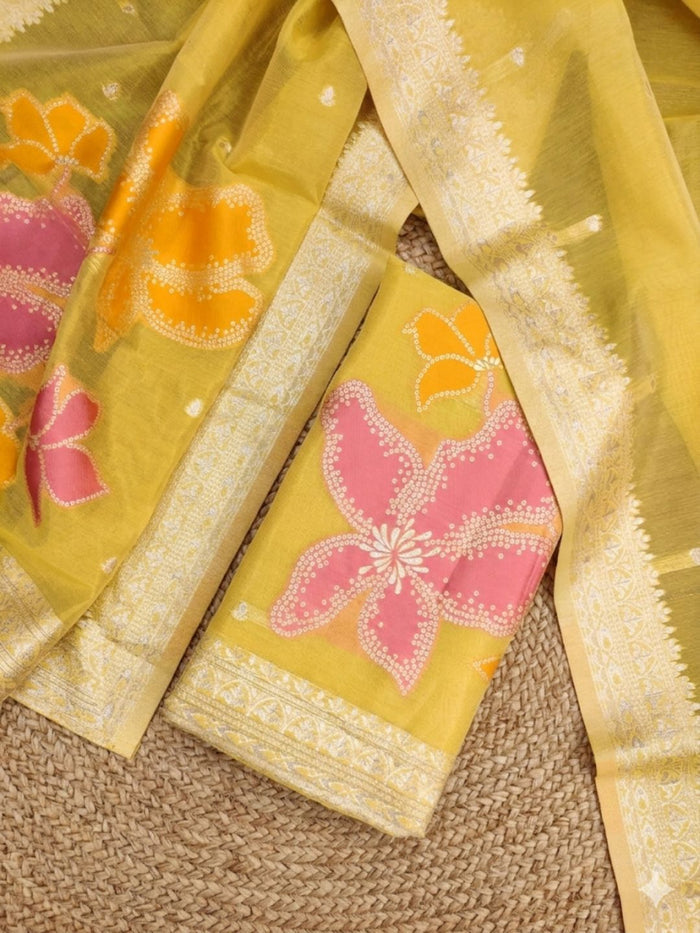 Indiehaat | Banarasi Silk Brocade Suit Material Yellow