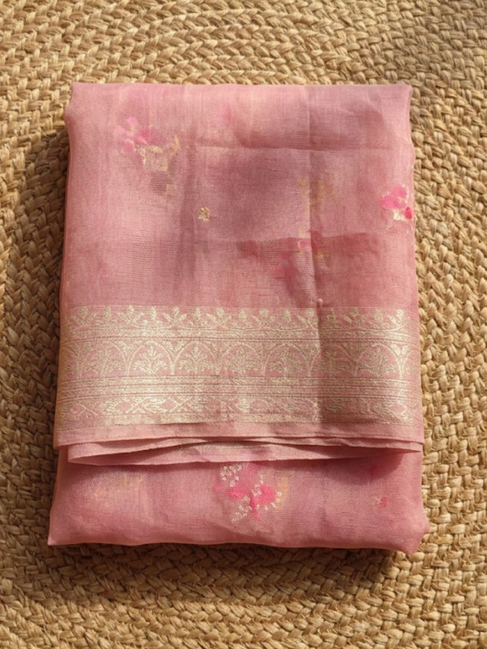 Indiehaat | Banarasi Silk Brocade Suit Material Pink