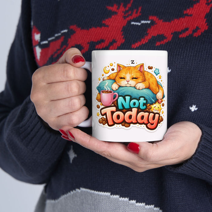 Not Today Cat Mug  Funny Snarky Cat Lover Gift  Lazy Mood Coffee Cup Sarcasm