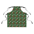 Green apron with festive pattern on a white background
