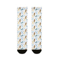 Pair of socks with dog pattern on a white background