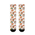 Pair of socks with shell pattern on a white background