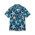 Short-sleeve shirt with starfish pattern on a white background