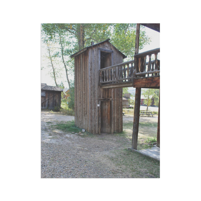Old West Double Decker Outhouse Garden Flag Rustic Porch Banner Yard Art Decor