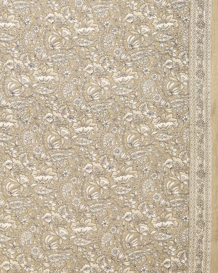 Indiehaat | Kashmiri Silk Printed Saree Olive & Brown