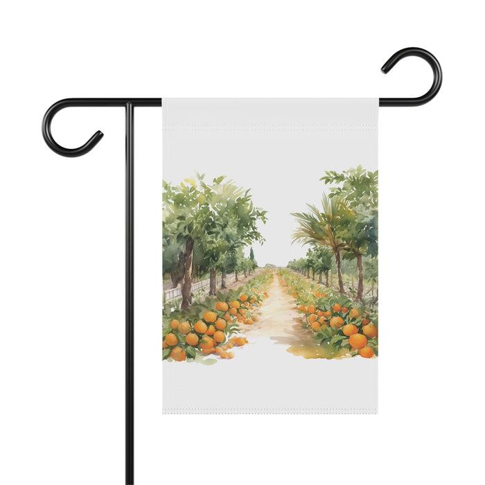 Orange Grove Path Garden Flag & Porch Banner Citrus Farm Decor Yard Art
