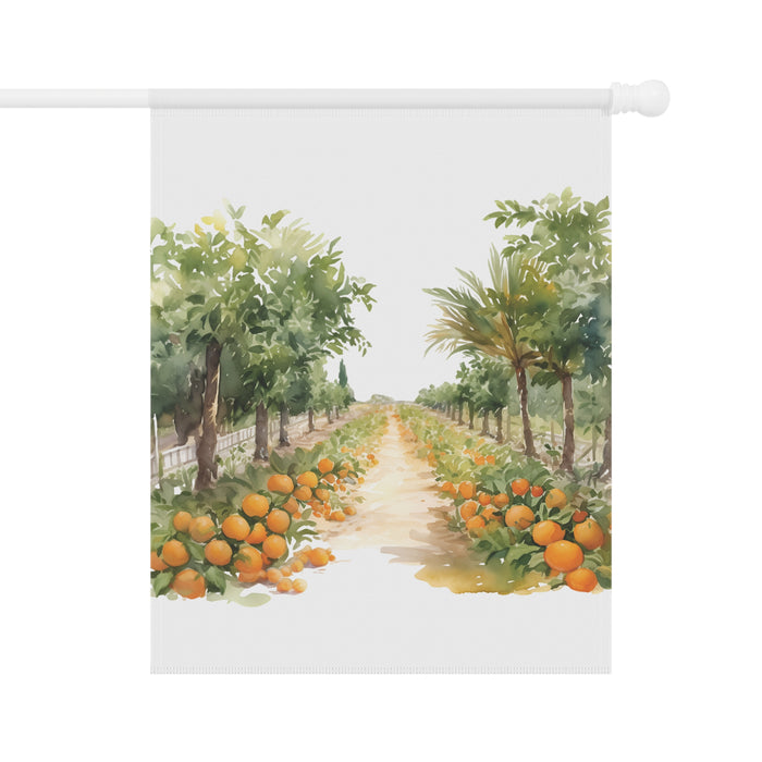 Orange Grove Path Garden Flag & Porch Banner Citrus Farm Decor Yard Art