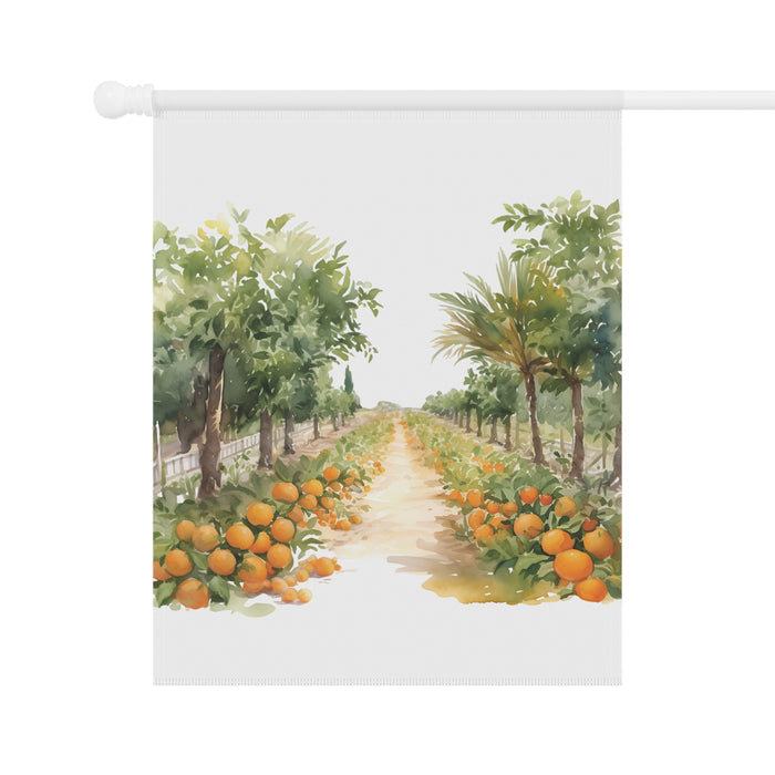Orange Grove Path Garden Flag & Porch Banner Citrus Farm Decor Yard Art
