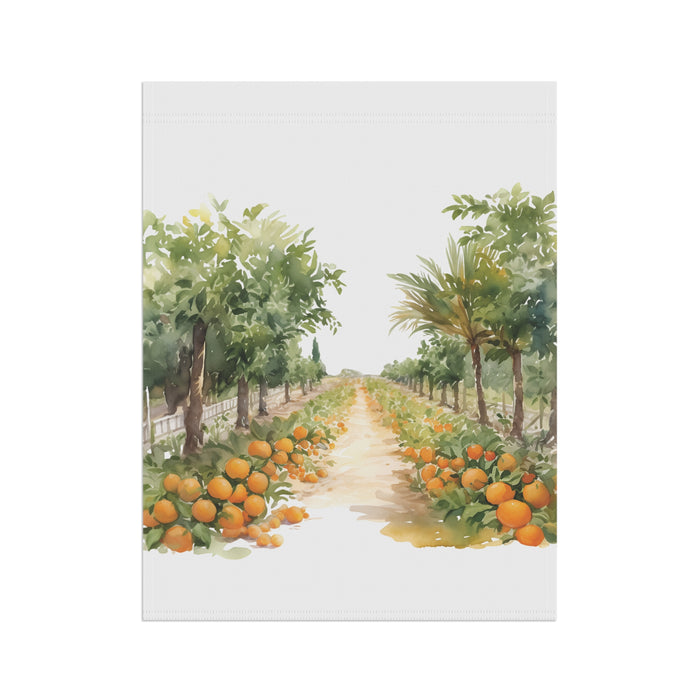 Orange Grove Path Garden Flag & Porch Banner Citrus Farm Decor Yard Art