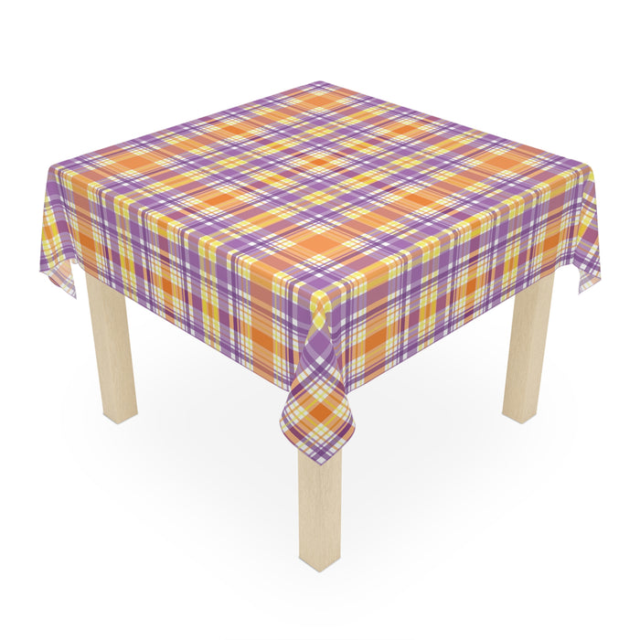 Orange Purple Plaid Tablecloth Décor Party Home Table Covering