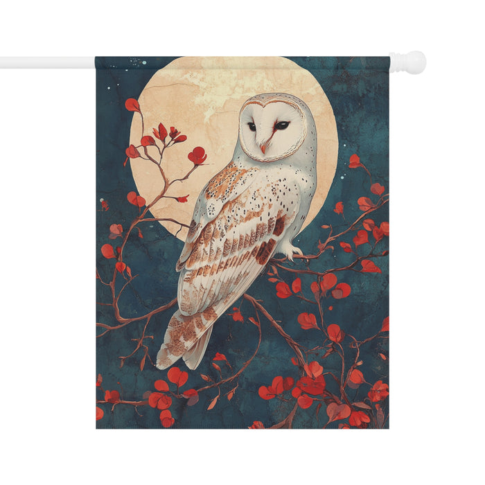 Owl Garden Flag Double Sided Outdoor Yard Decor Night Moon Art House Banner