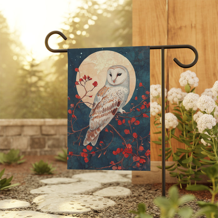 Owl Garden Flag Double Sided Outdoor Yard Decor Night Moon Art House Banner
