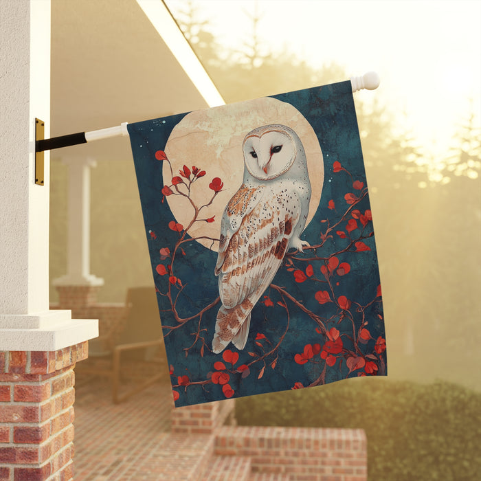 Owl Garden Flag Double Sided Outdoor Yard Decor Night Moon Art House Banner