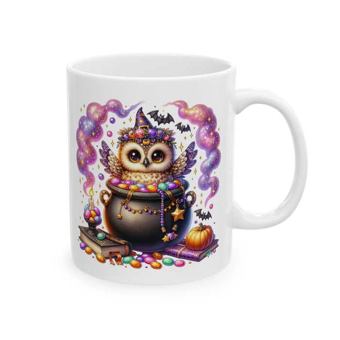 Owl Witchy Mug, Halloween Coffee Cup, Cute Ceramic Halloween Gift, Fun Owl Cup,