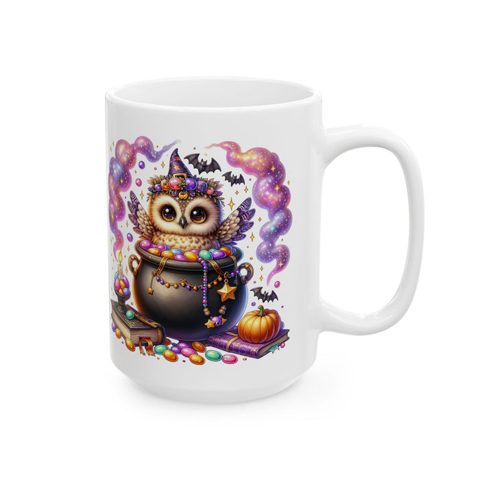 Owl Witchy Mug, Halloween Coffee Cup, Cute Ceramic Halloween Gift, Fun Owl Cup,
