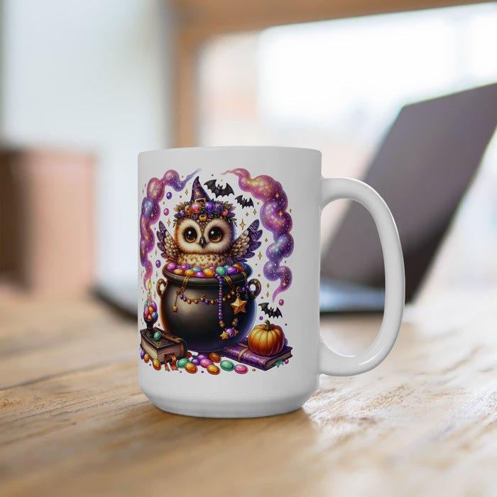 Owl Witchy Mug, Halloween Coffee Cup, Cute Ceramic Halloween Gift, Fun Owl Cup,