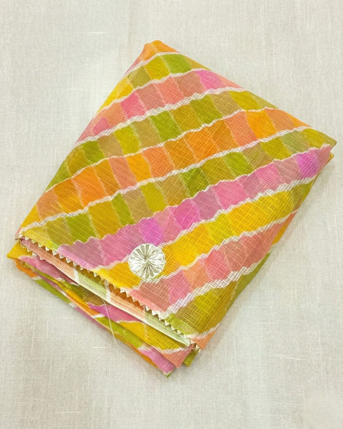 Pankhudi Kacchi Gota Patti Kota Cotton White Saree